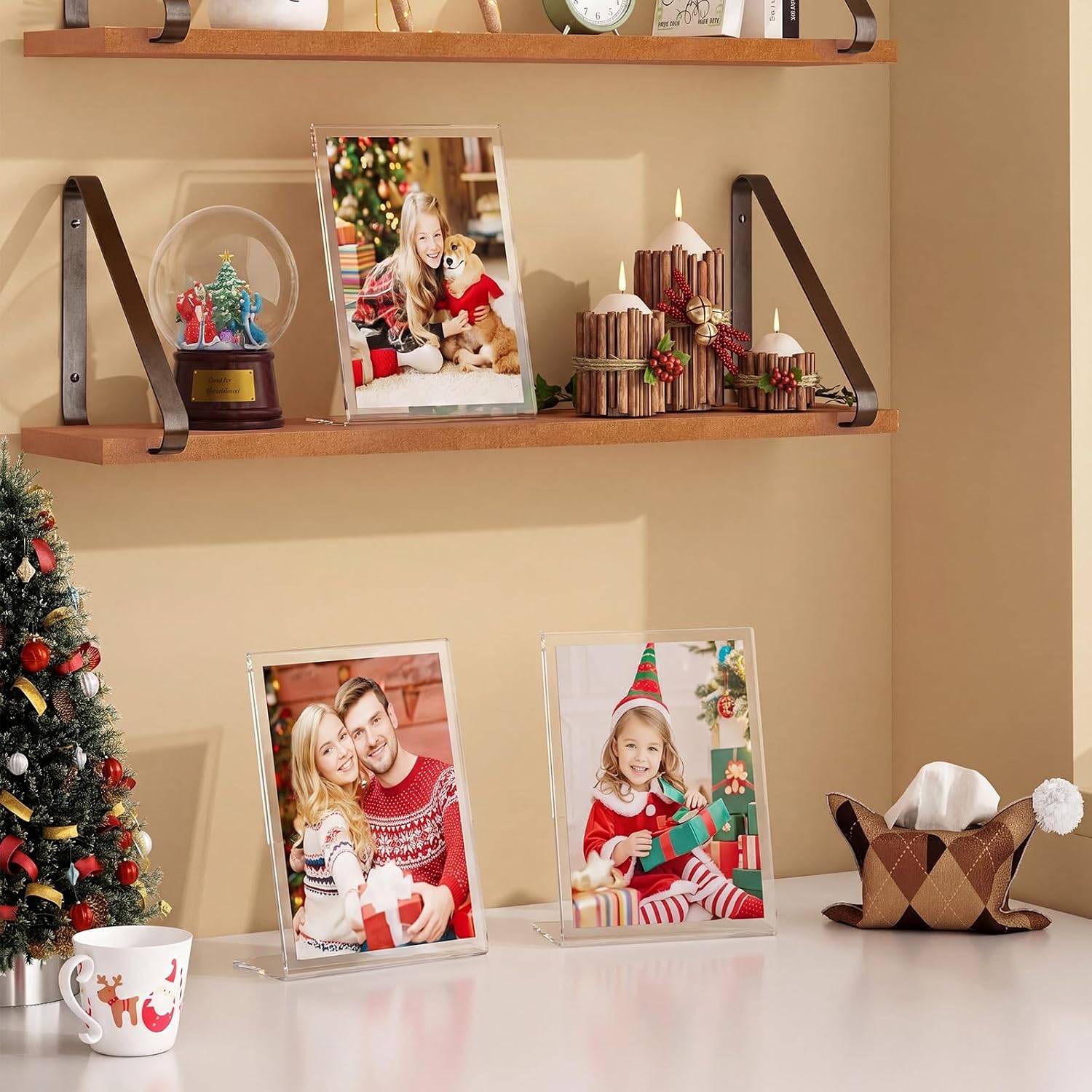 Acrylic Photo Frame L shape Slant Back Desktop Photo Frames Plastic / 2.5 x 3.5 / Clear / Set of 12