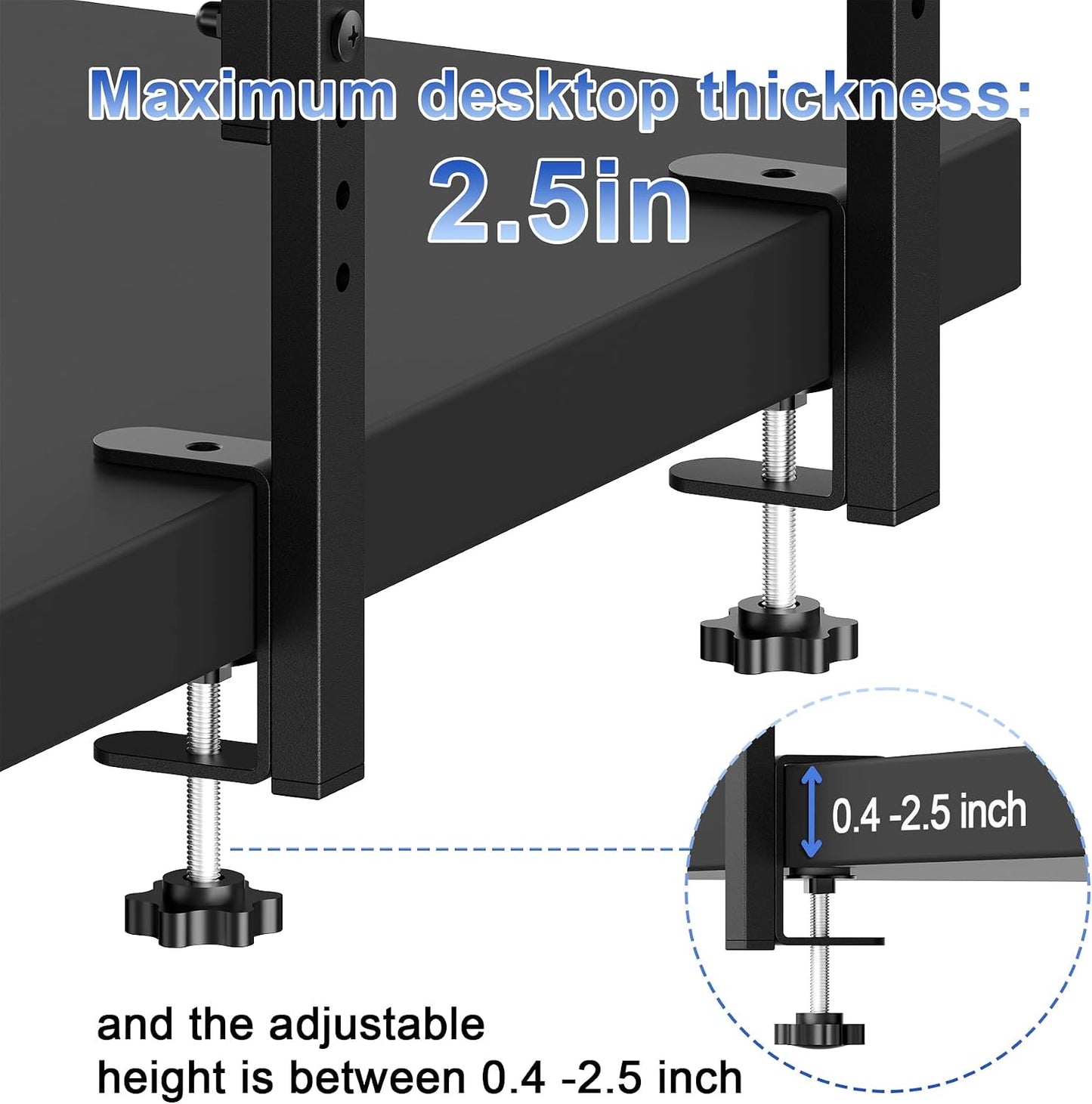 Spacrea 2 Tier Clamp on Desk Shelf | Office Desk Shelves Organizer, Wood Desktop Supplies Storage Rack, Desk Organizers