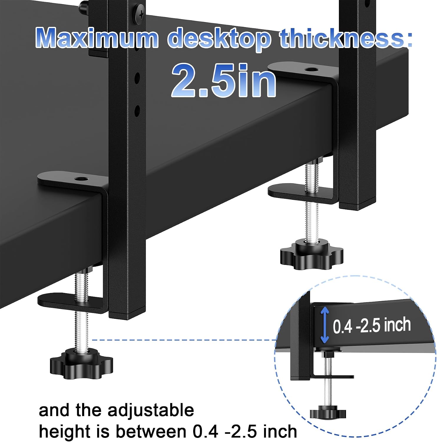Spacrea 2 Tier Clamp on Desk Shelf | Office Desk Shelves Organizer, Wood Desktop Supplies Storage Rack, Desk Organizers