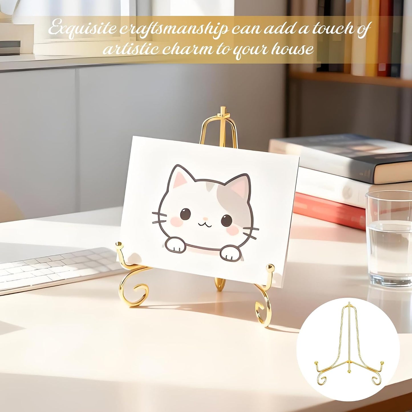 Metal Plate Stands for display Picture Frame Holder Stand Table Easels / Gold / 6 Inch / Set of 10