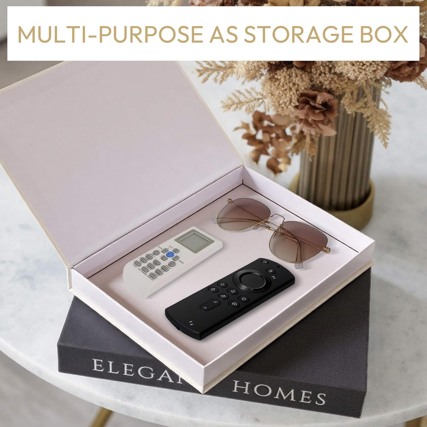 Faux Books Storage Box / Black-beige / Set of 2