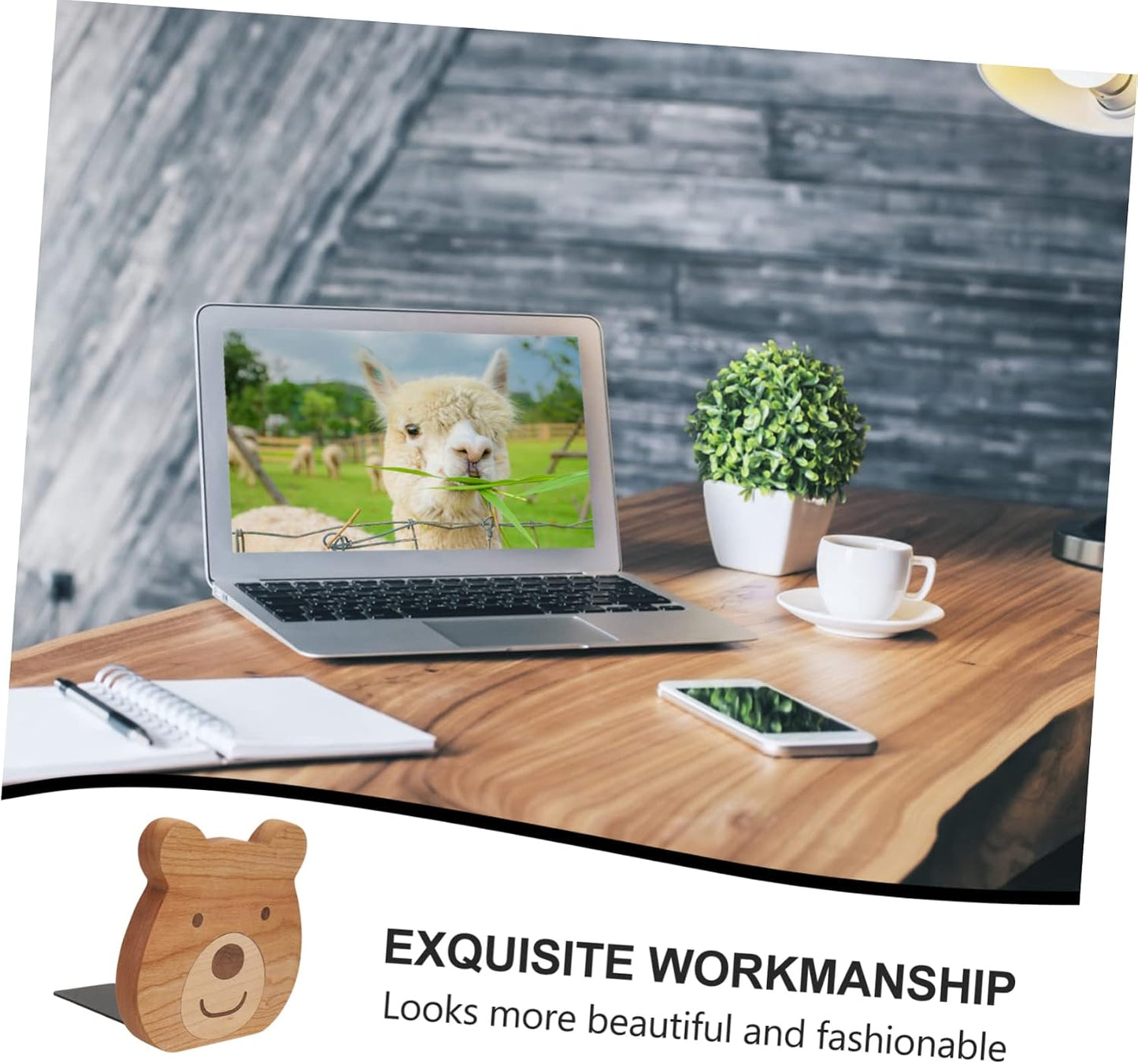 Little Bear Bookli Cartoon Bear Shaped Bookends Wooden Book Stands for Kids Home Office / Set of 2