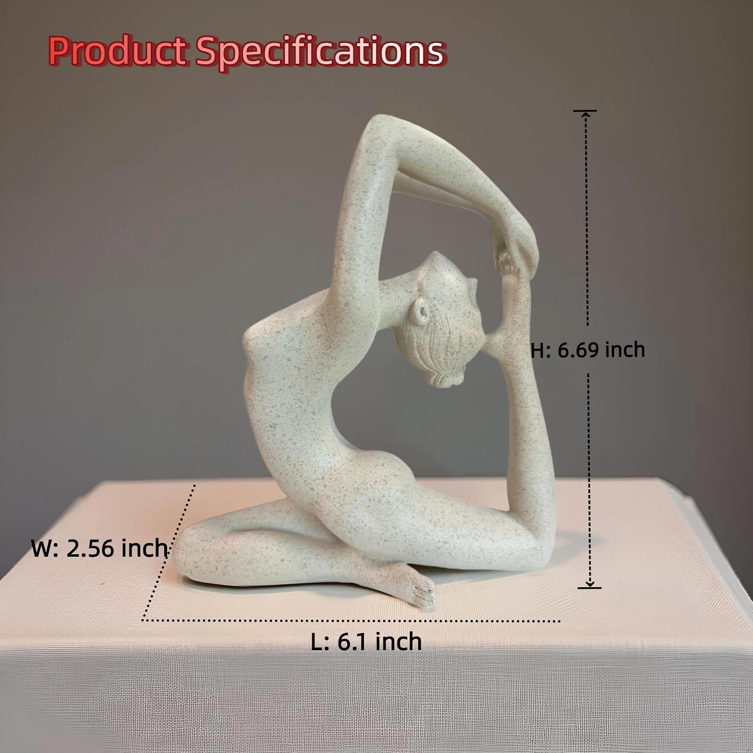 Modern Abstract Yoga Statue / Grayish White