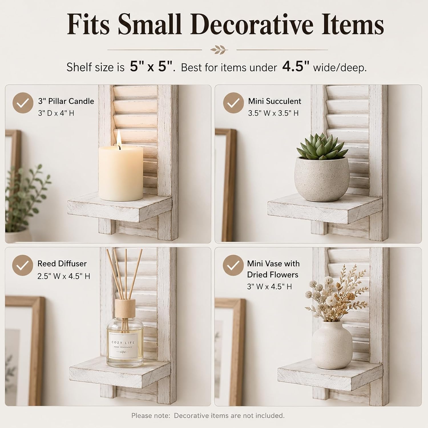 Farmhouse Wall Candle Holder / White / Set of 2
