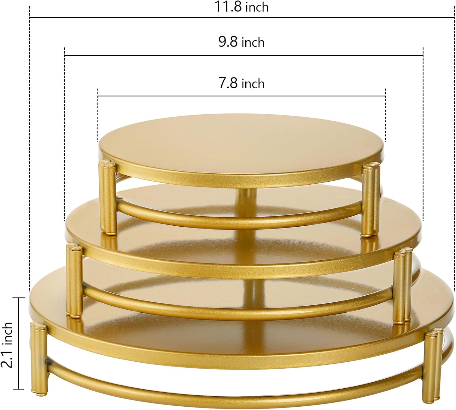 3 Pack Gold Cake Stands, 8/10/12 Inch Metal Cupcake Display Stands Dessert Trays, Table Decoration Cookies Serving