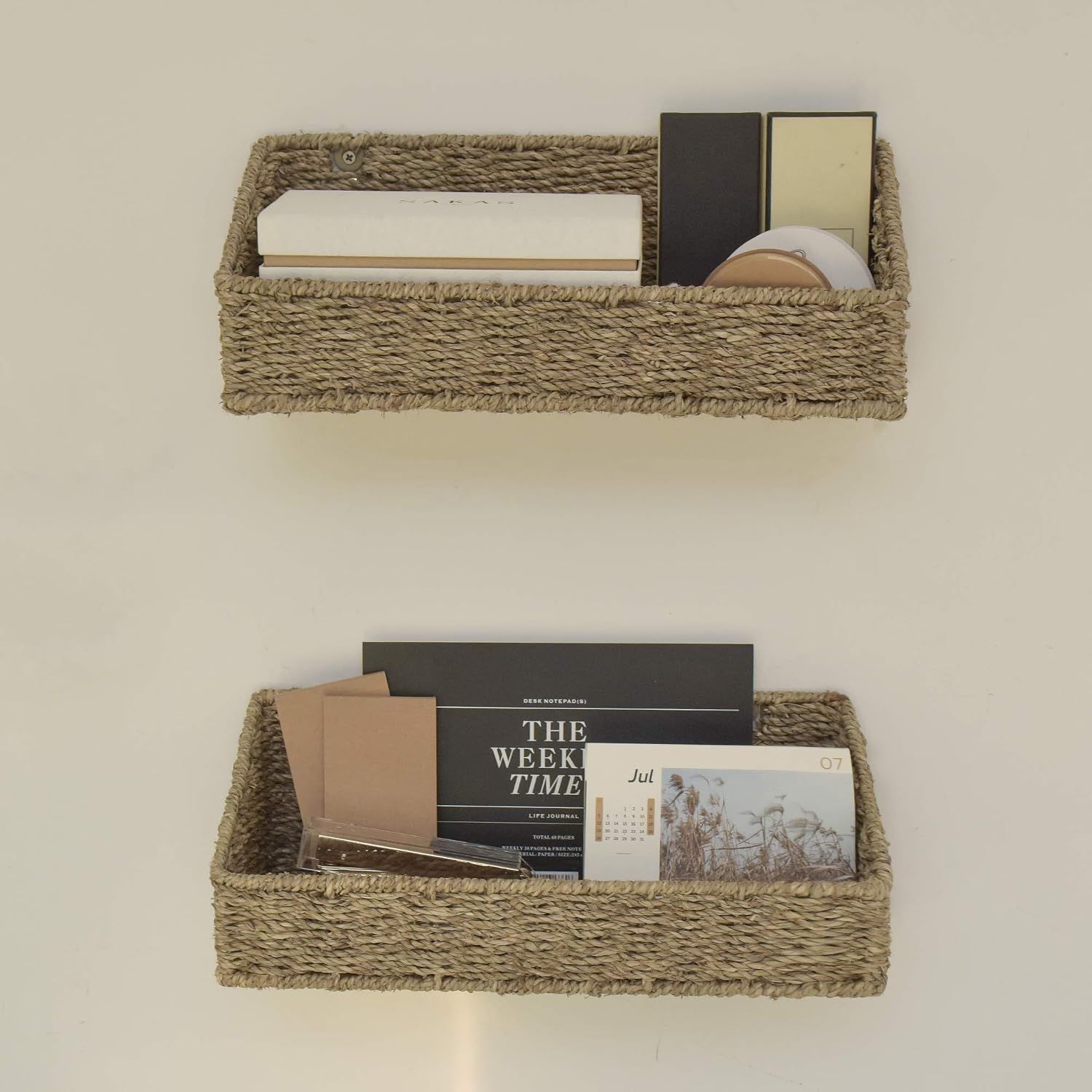 Seagrass Baskets / Woven Wall Baskets for Storage / Natural