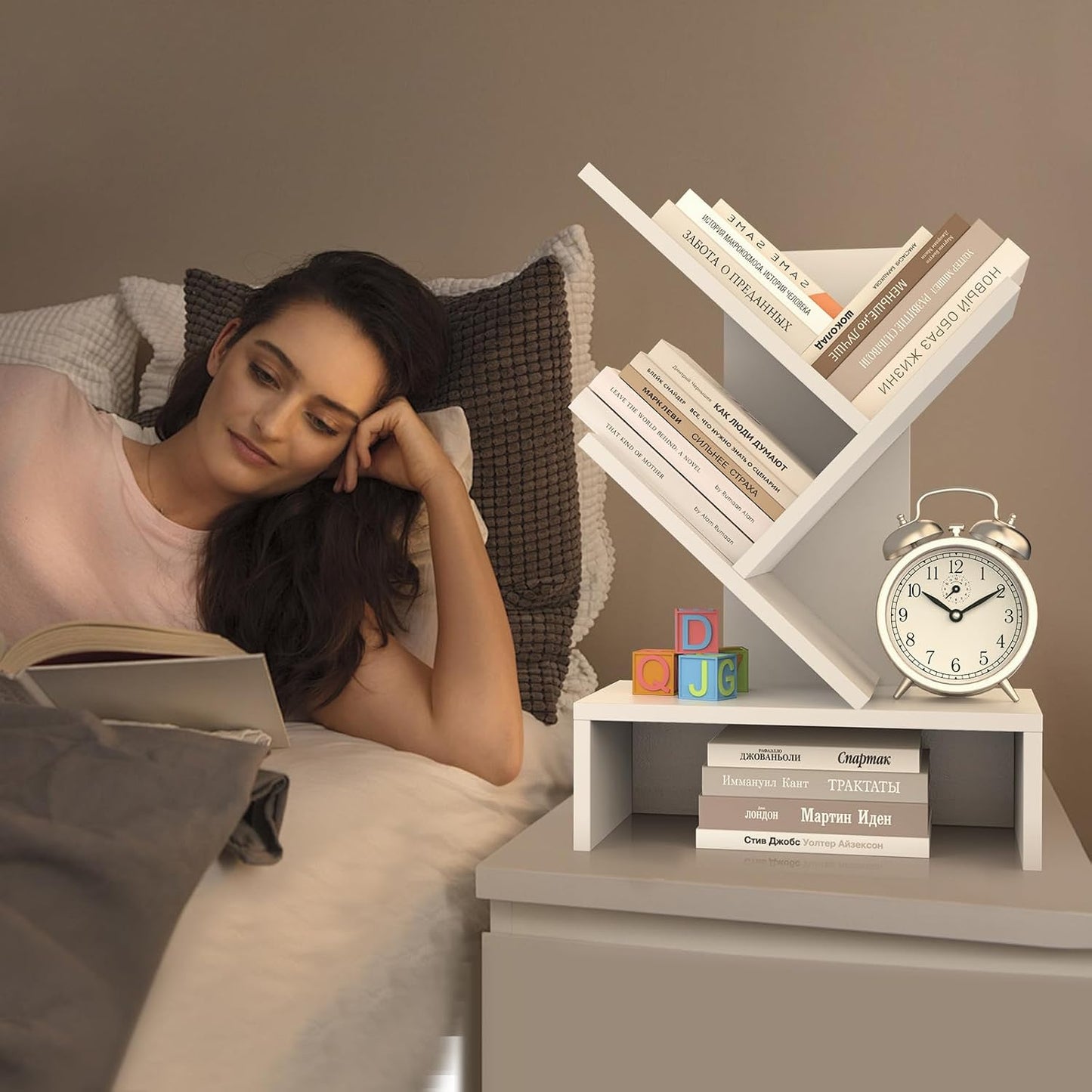 Compact Book Holder for Small Spaces / 4-tier-white