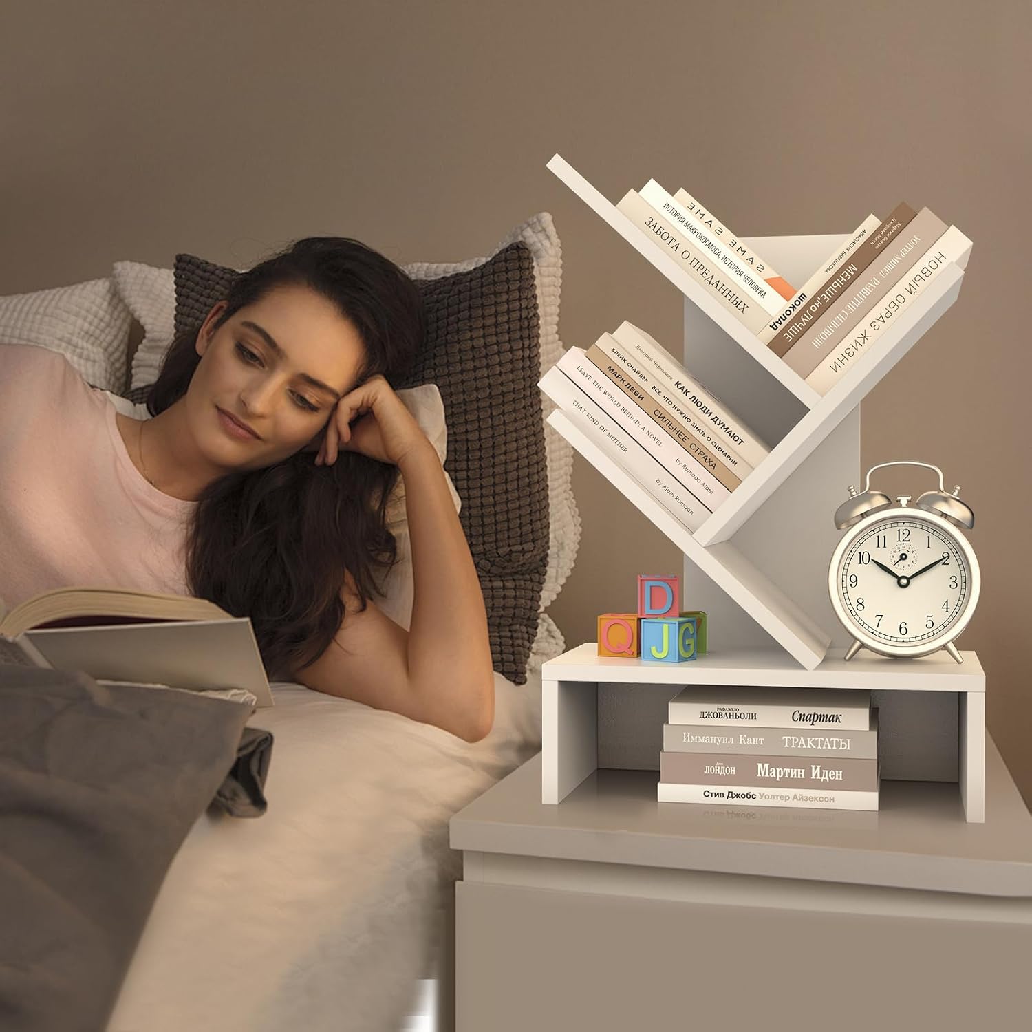 Compact Book Holder for Small Spaces / 4-tier-white