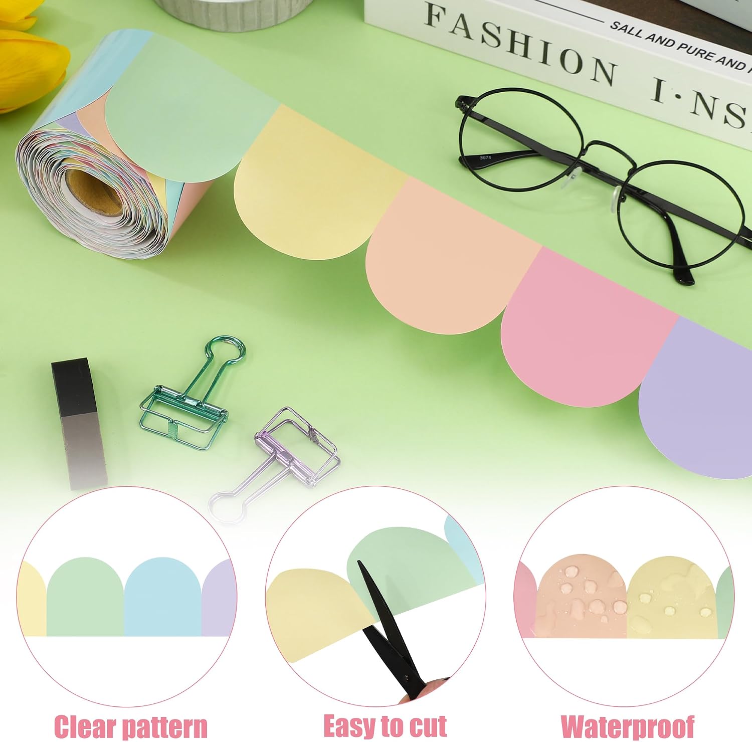 Pastel Bulletin Board Borders Colorful Scalloped Border Trim Roll Rainbow Bulletin Board / 68.9 ft