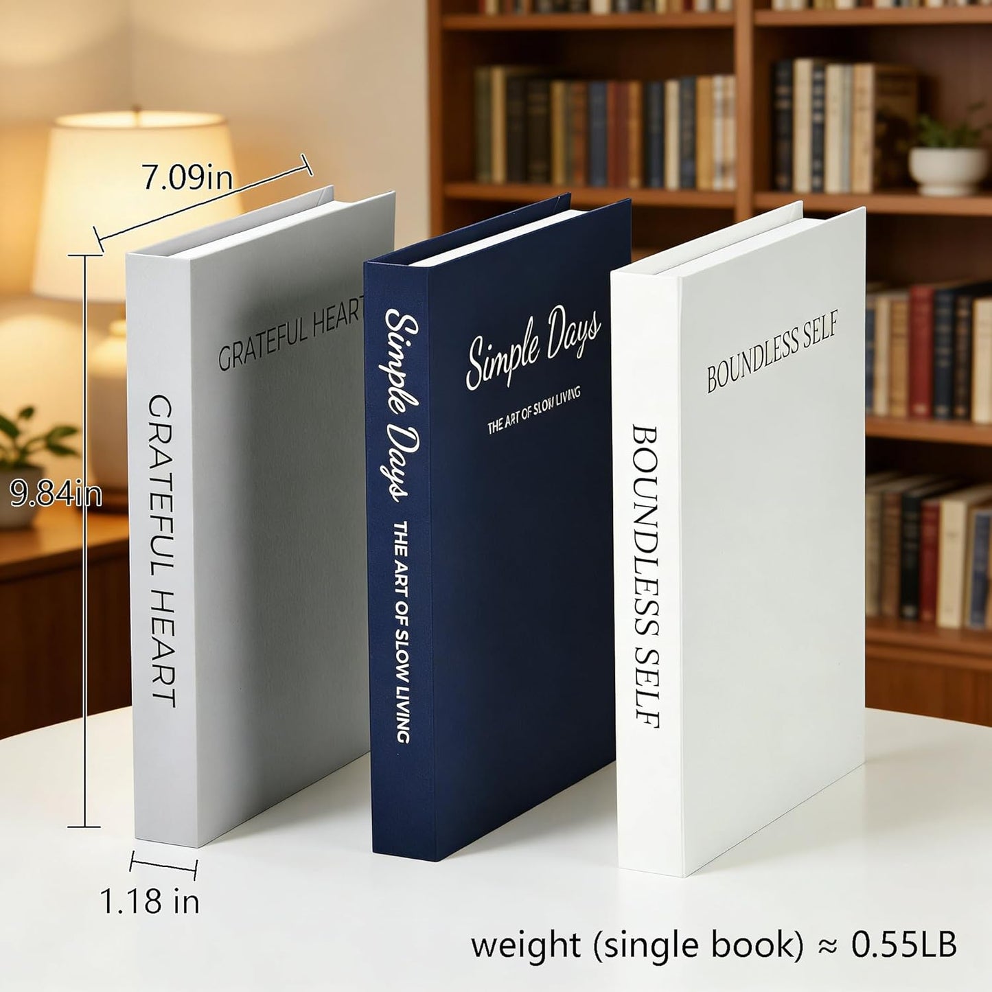 Navy Blue Decorative Books Minimalist Linen Hardcover Beaded / Navy Blue with Beads / Set of 3