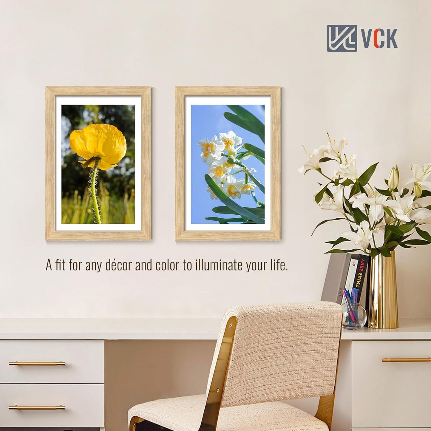 VCK 11x17 Picture Frame Oak 4 Pack, Wide Thick Wood Border, for Print | Exclusive Woodgrain, Wall Hanging, HD