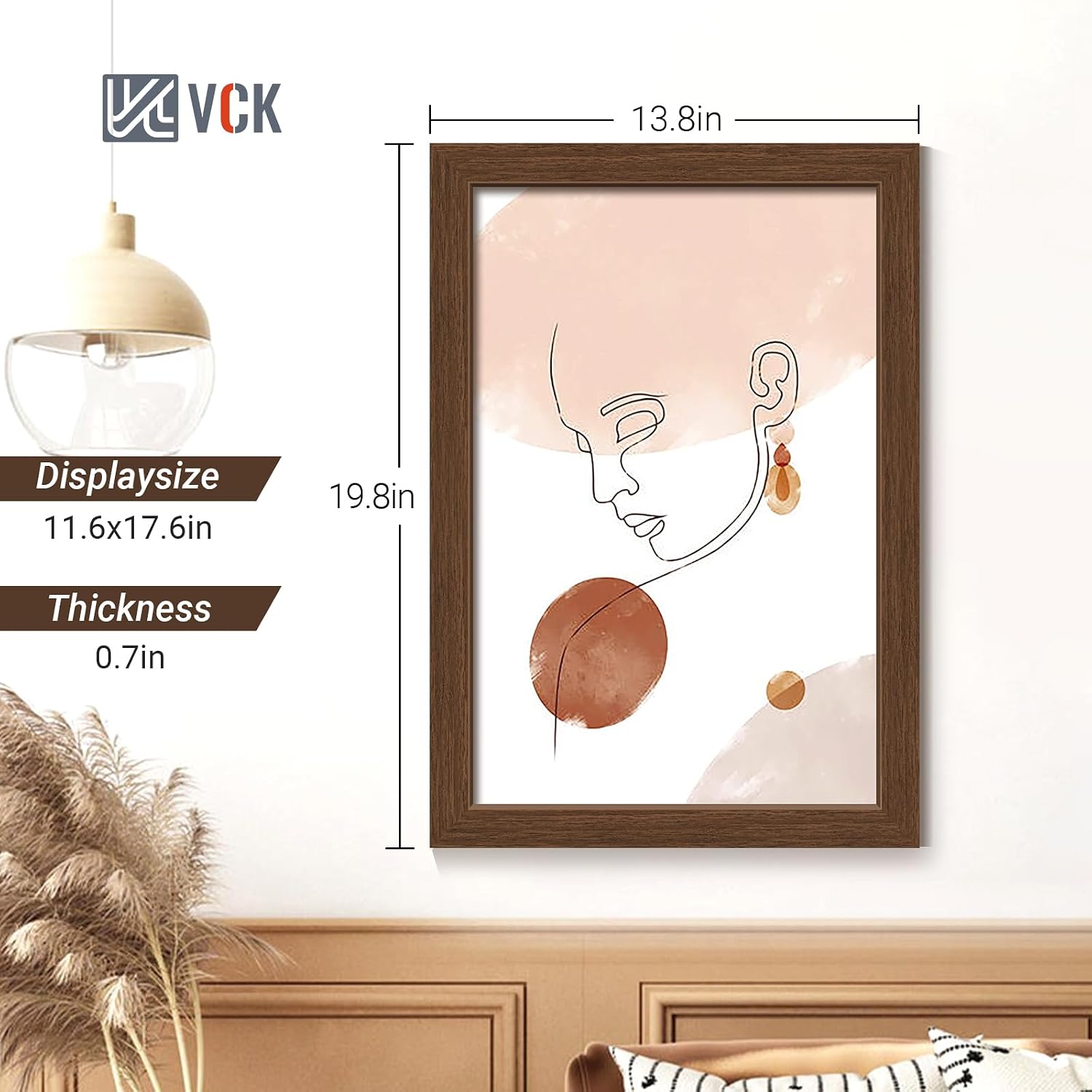 VCK 12x18 Frame Brown 4 Pack, Wide Thick Wood Border, for Poster/Print | Exclusive Woodgrain, Wall Hanging, HD