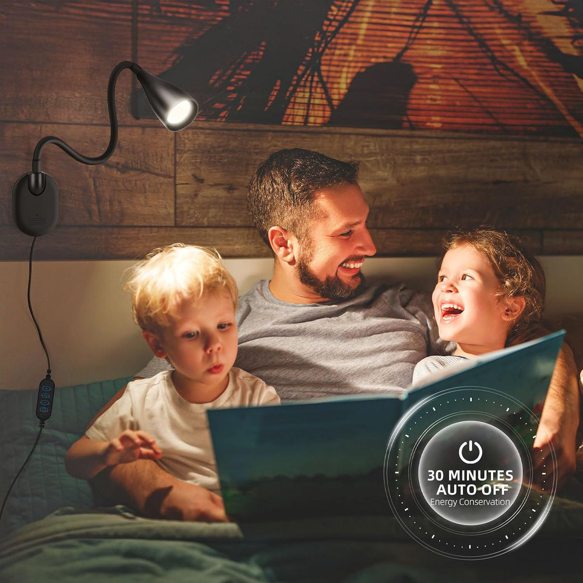LiFMIRA Wall-Mounted LED Bedside Reading Light USB Charging Port 2Pcs Black | 10-Level Dimmable & Adjustable 5 Color