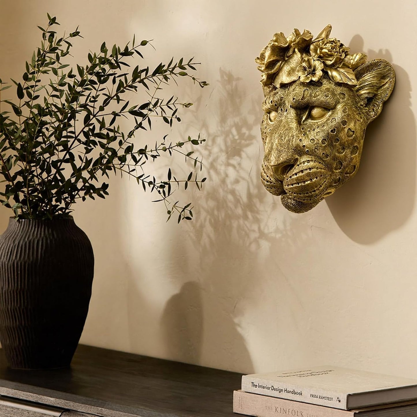 Animal Heads Sculptures Wall Art / Copper / Leopard / Gold