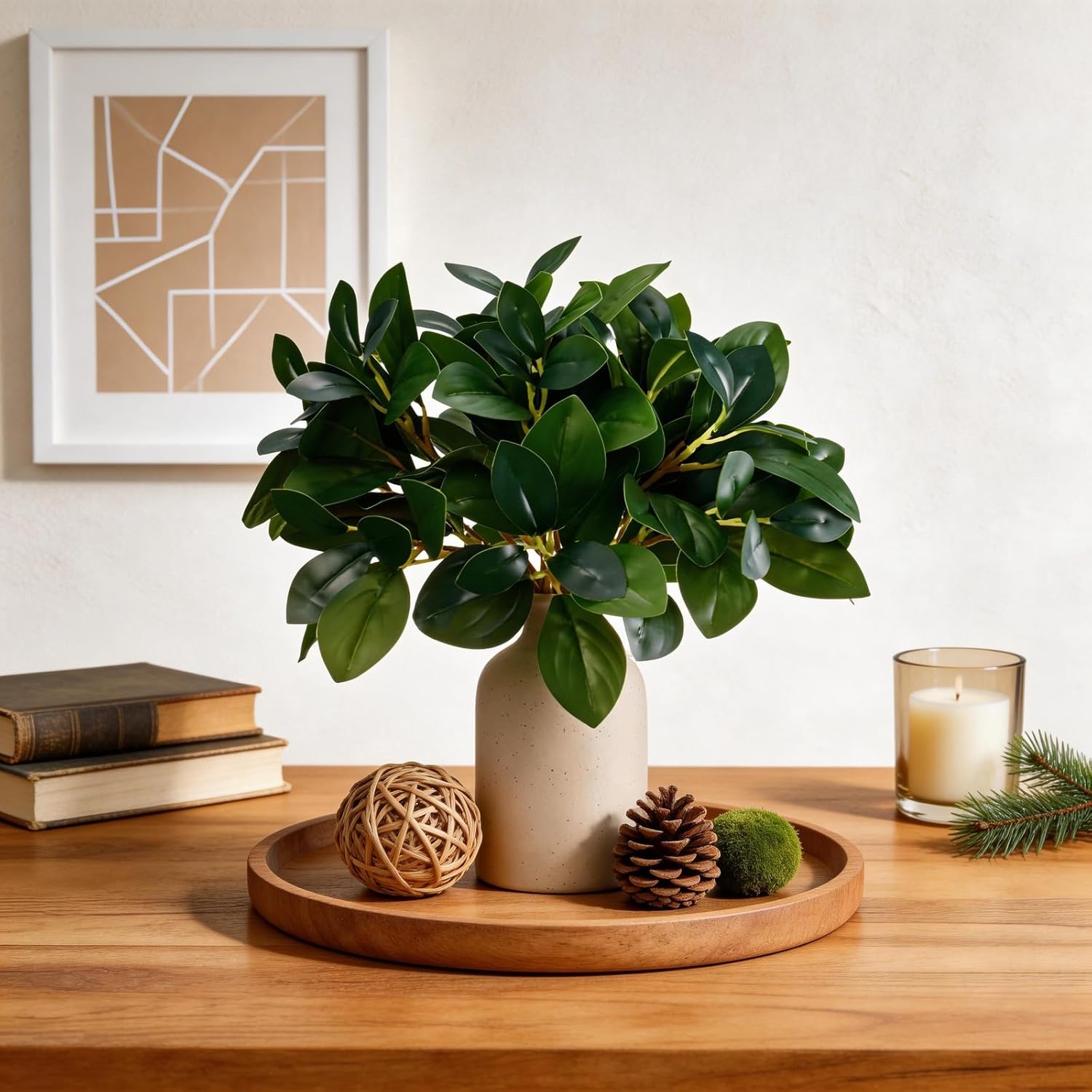 Artificial Plant Indoor / Cream White / 12 Inch