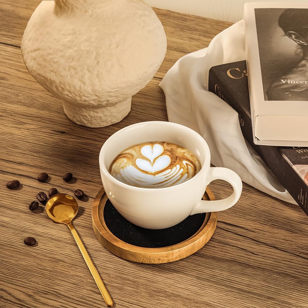 Holder / Wood Coasters for Drinks Absorbent / Black / 3.93 Inch