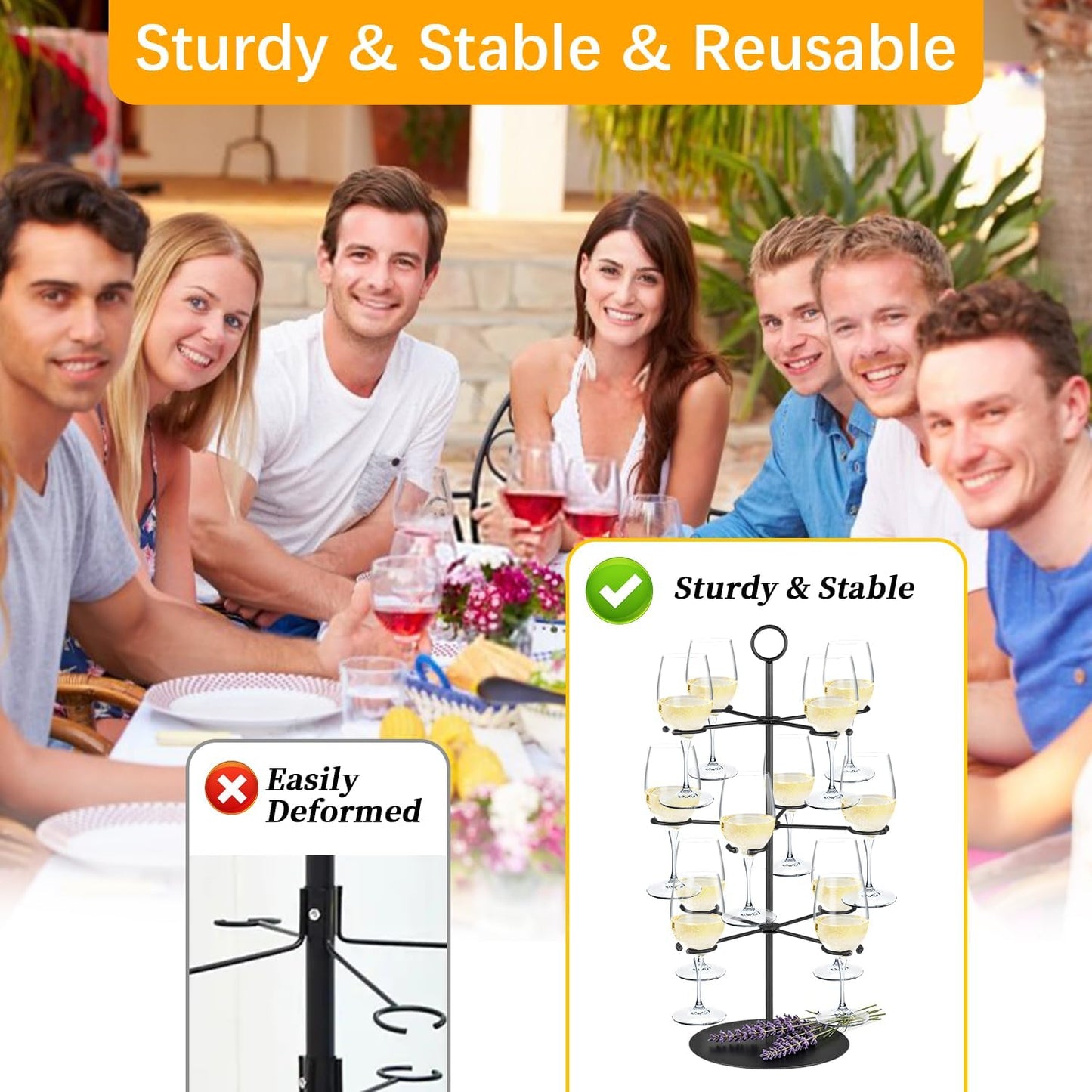 Cocktail Tree Stand for Parties Brunch,3 Tiers 12 Holders Drink tower Wine Glass Holder Stand,Champagne Tower Martinis