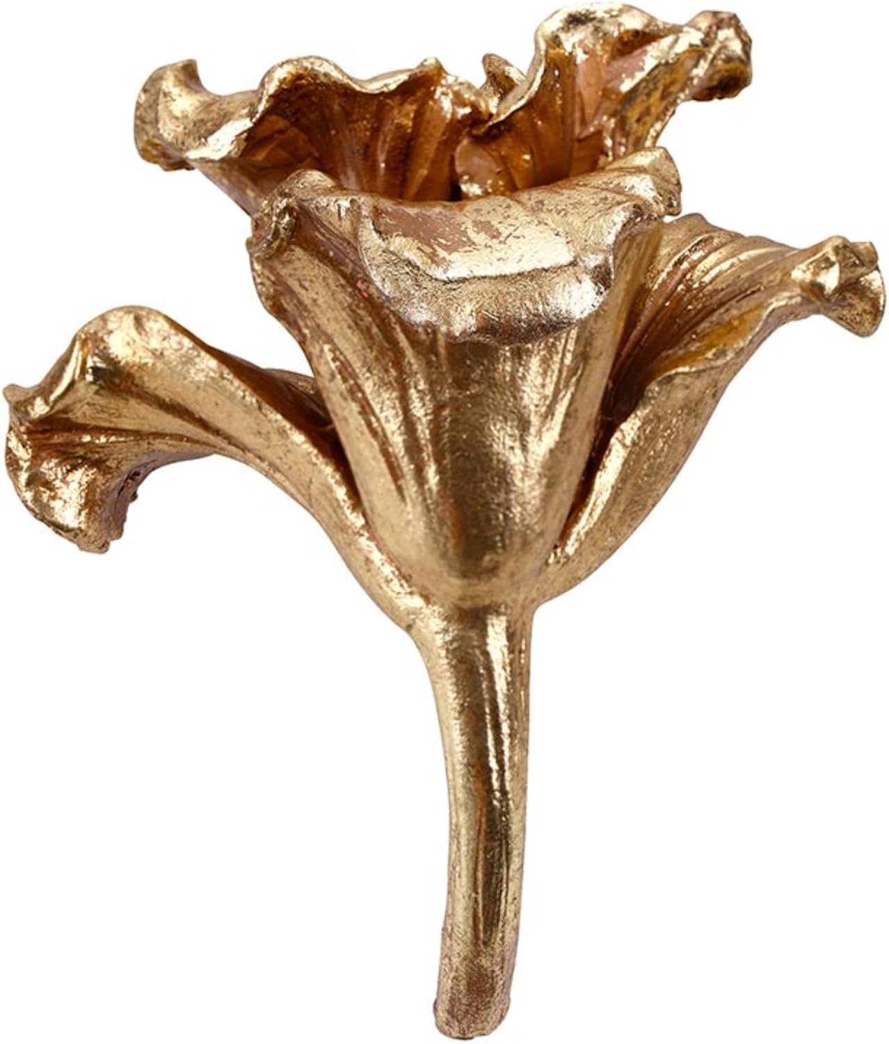 Golden Sculptural Botanical Flower Accent Modern Décor / Gold Lily / 4.75 x 2.5 x 3