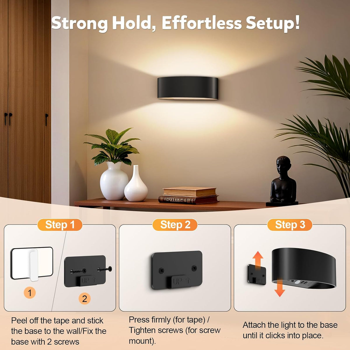 Motion Sensor Wall Sconces Set of 4, Rechargeable 5000mAh Battery Operated Wall Light with Remote Control, 15 RGB and 3