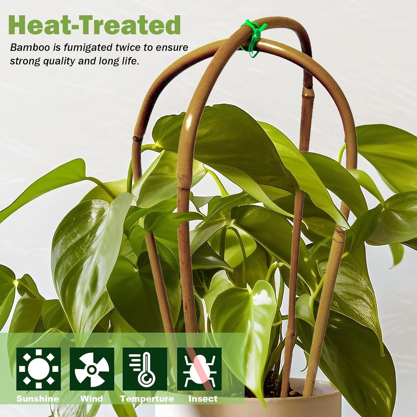 Jollybower Natural U-Hoops Bamboo Plants Trellis 4Ft, Garden Trellis U-Shape for Climbing Plants, Garden Arch Support