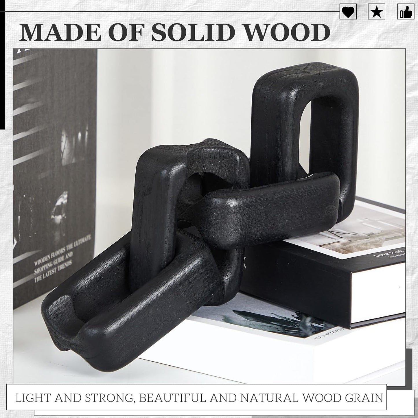 4 Link Wood Knot Decor / Black