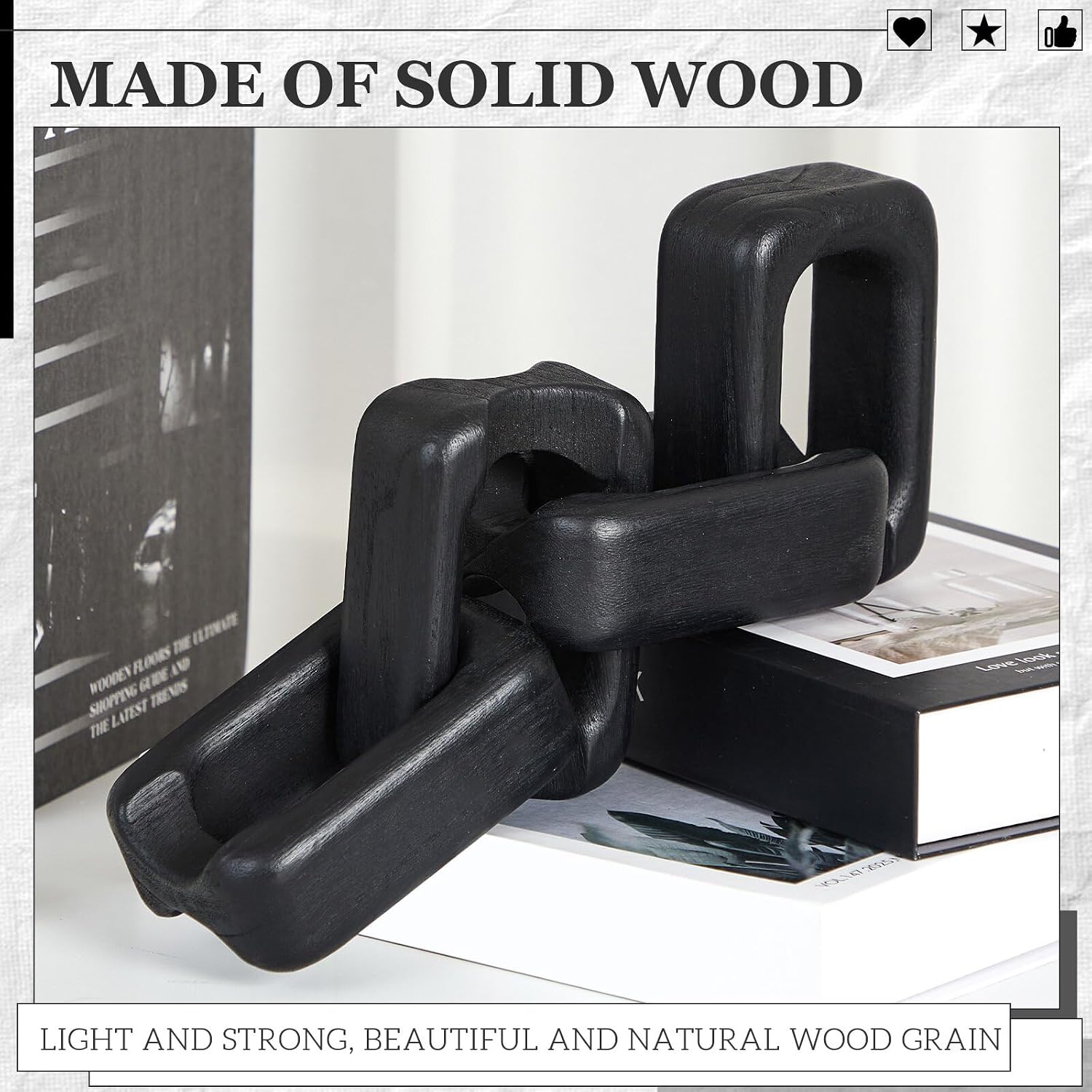 4 Link Wood Knot Decor / Black