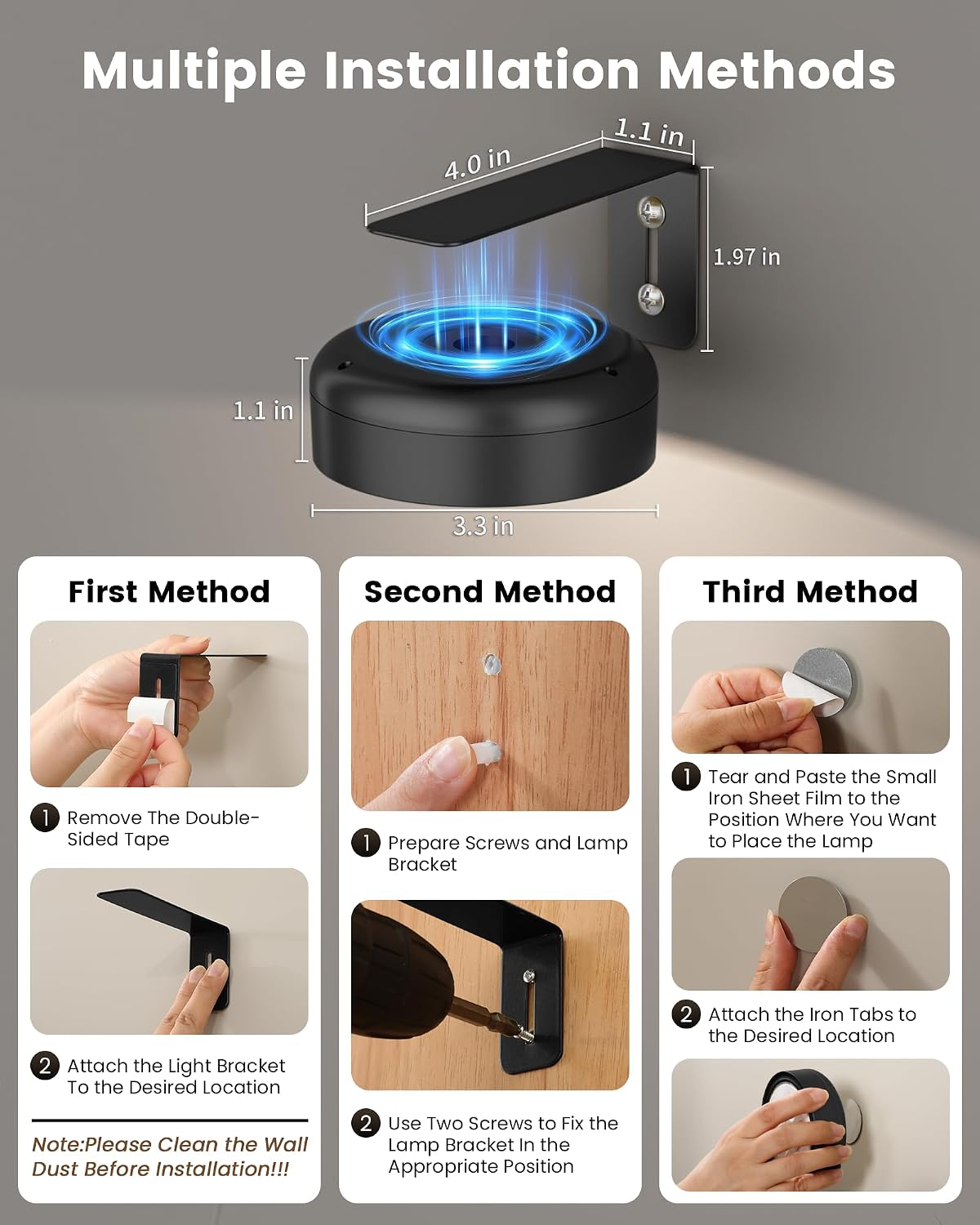 Picture Lights for Wall,Wireless 2000mAh Rechargeable Magnetic LED Puck Lights with Remote,3 Color Temps and 12