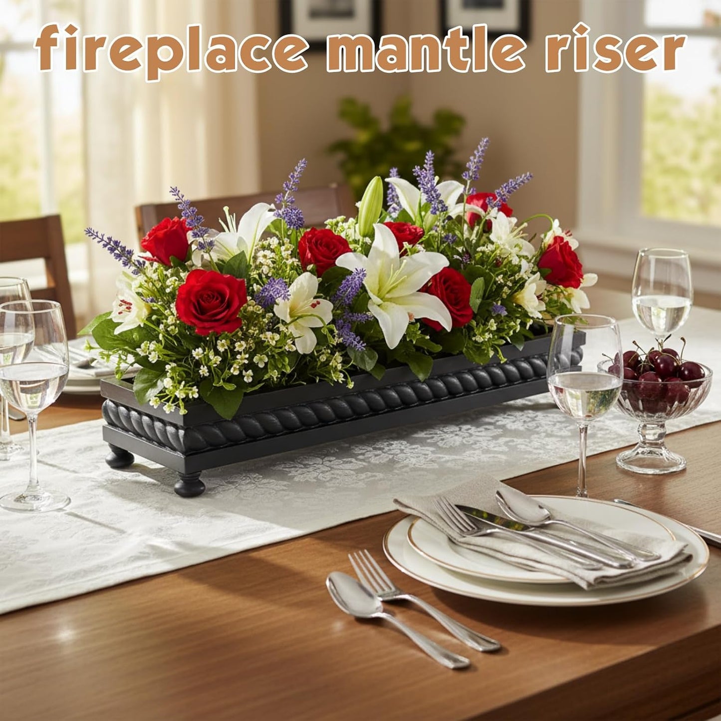 Spring Decorative Wooden Tables Centerpiece Tray / Black / Set of 24