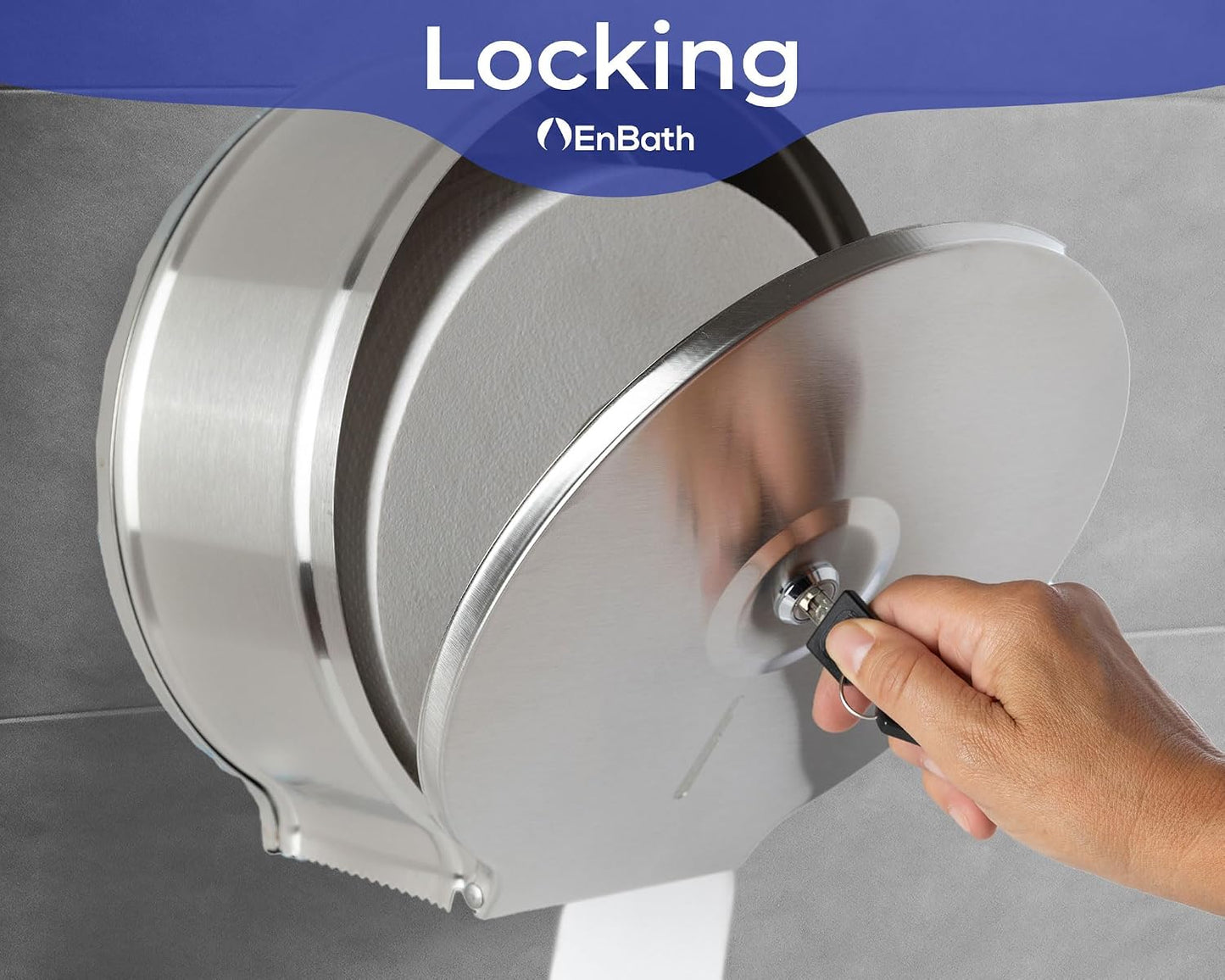 Jumbo Toilet Paper Dispenser-Wall Mount Industrial Toilet Paper Holder, Commercial Grade, Stainless Steel, Locking