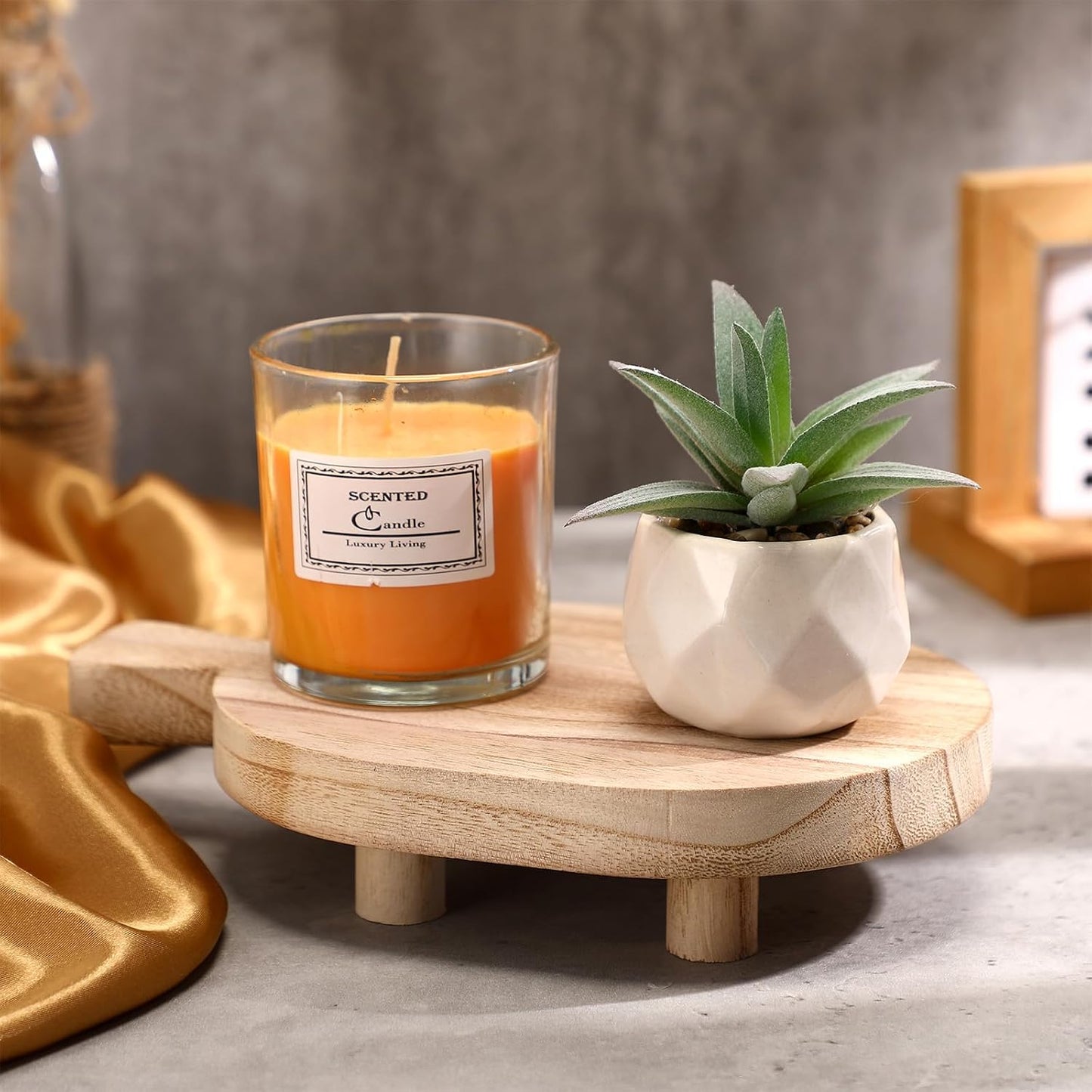 Wood Pedestal Stand / Rustic Wooden Soap Tray for Bottles Candles