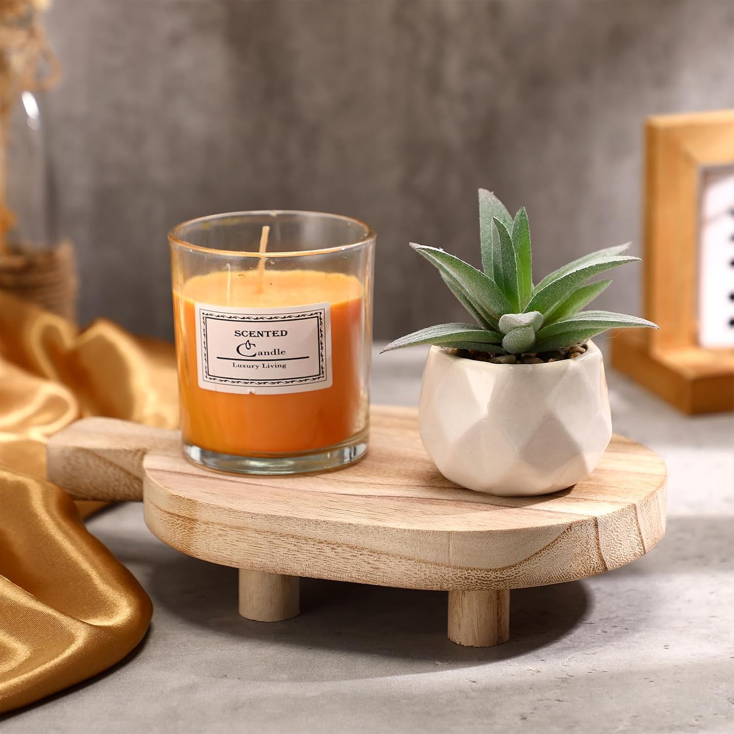 Wood Pedestal Stand / Rustic Wooden Soap Tray for Bottles Candles
