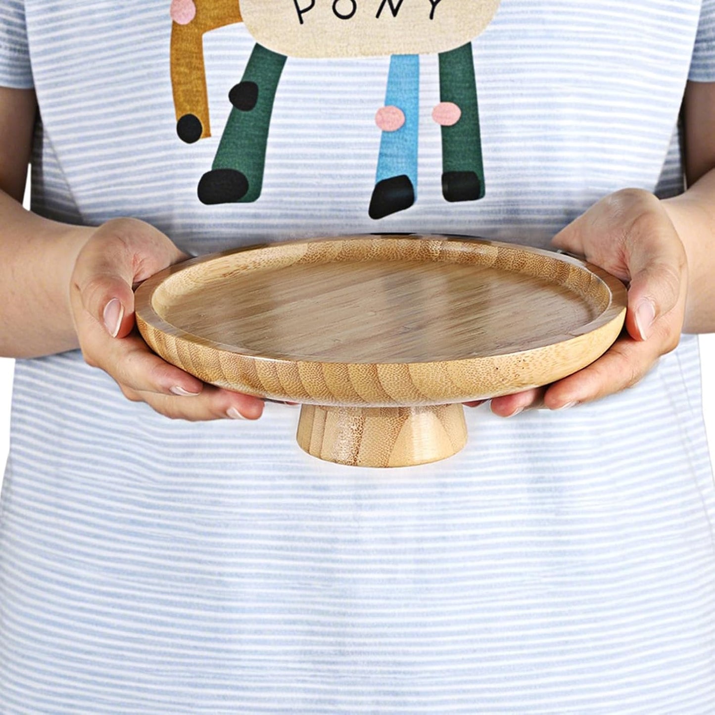 Key Bowl for Entryway Table Wooden Fruit Bowl Small Pedestal Bowls / 7.9 Inches / Natural Color