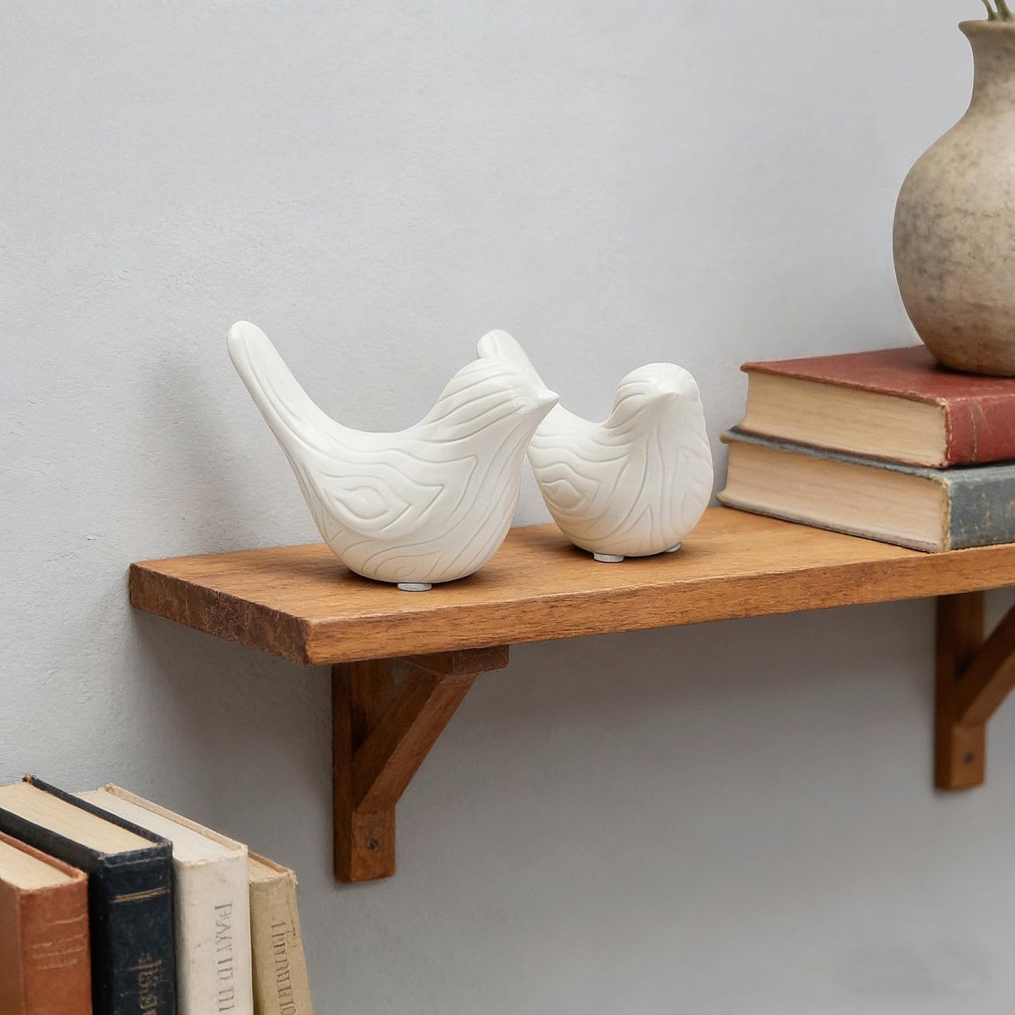 Small Ceramic Birds Statue / White / Set of 2