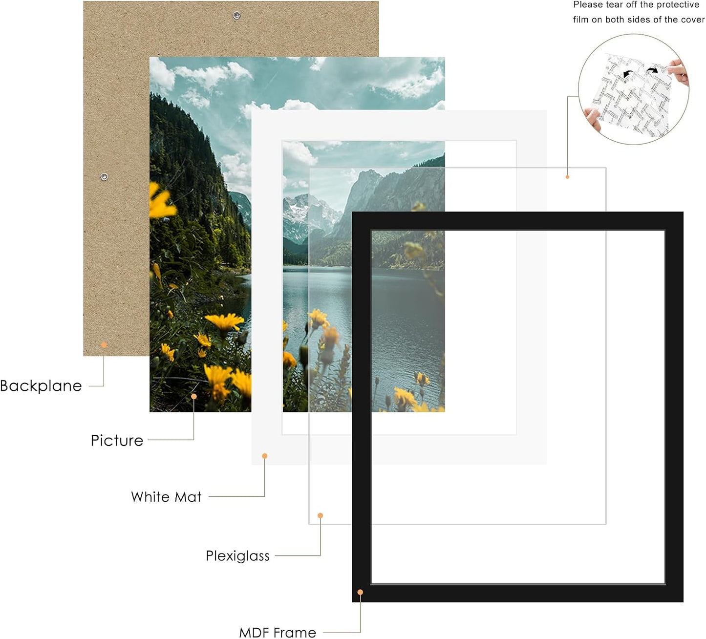 20x24 Black Picture Frame, Poster Frame for Wall, 3 Pack | Fits 16x20 Photos With Mat or 20x24 Without Mat, Vertical or