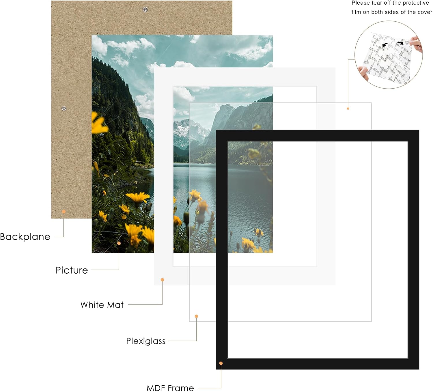 20x24 Black Picture Frame, Poster Frame for Wall, 3 Pack | Fits 16x20 Photos With Mat or 20x24 Without Mat, Vertical or