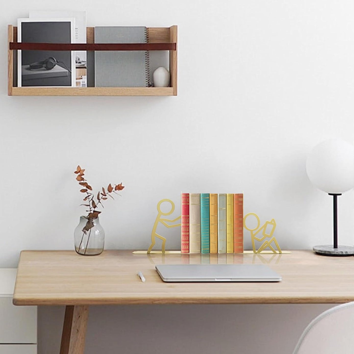 Metal Unique Office Desk Bookends Decorative Book Ends Reading Decor Bookshelf Decor / Gold