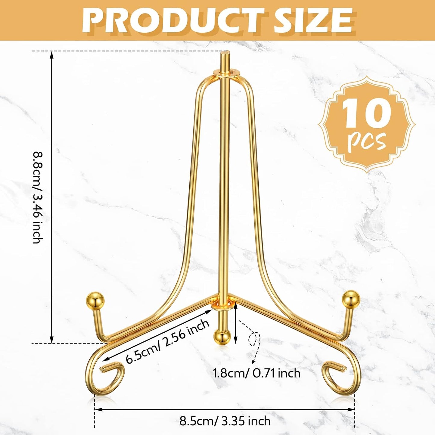 Picture Frame / Easel Stands for Photo / 4 Inch / Gold / Set of 10