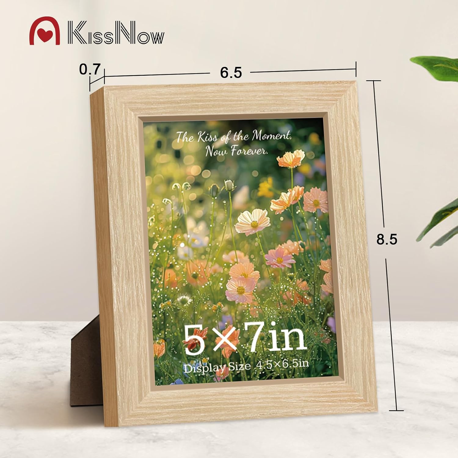 5x7 Picture Frame 4 Pack, Oak Solid Wood, Wall or Tabletop, Room | Gallery Wall Set, Thick & Wide Border, Polished