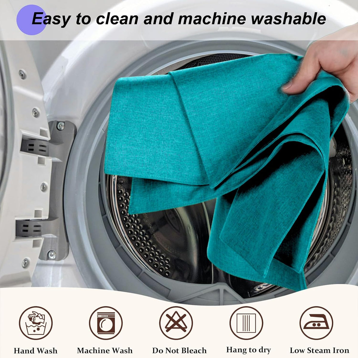 Cloth Placemats Set of 6, Cotton Linen Blend Place Mats, Teal | Machine Washable, Double Layered, Heat Resistant