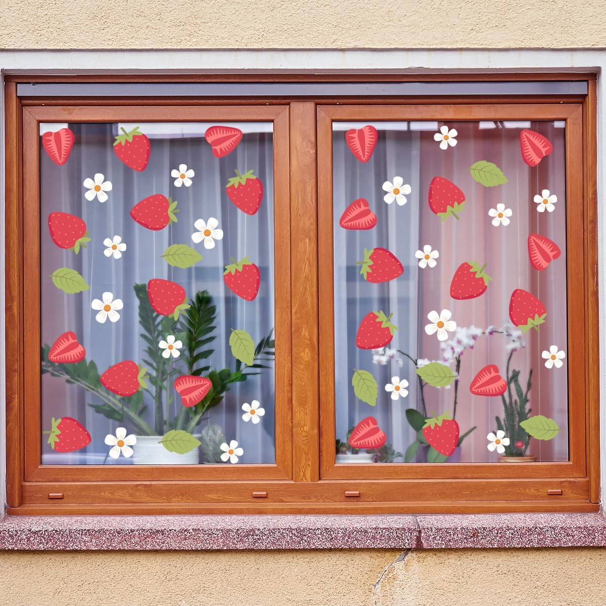 Strawberry and Flower Stickers / L / White