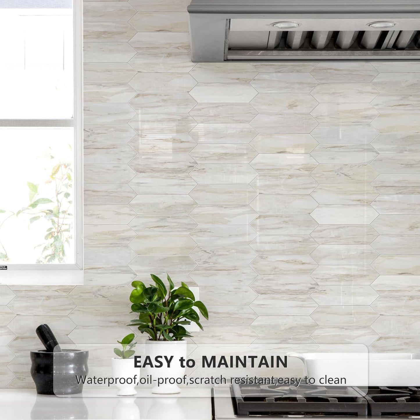 Glossy Wood Marble Grain Backsplash / Glossy Wood Marble Pinkish Grain / 12.8 x 12.8 / Set of 10