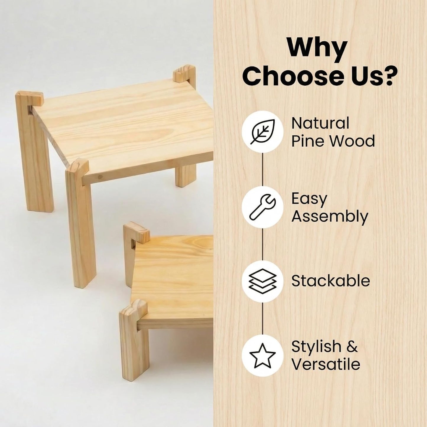 Wooden Display Risers / Wood / Set of 2
