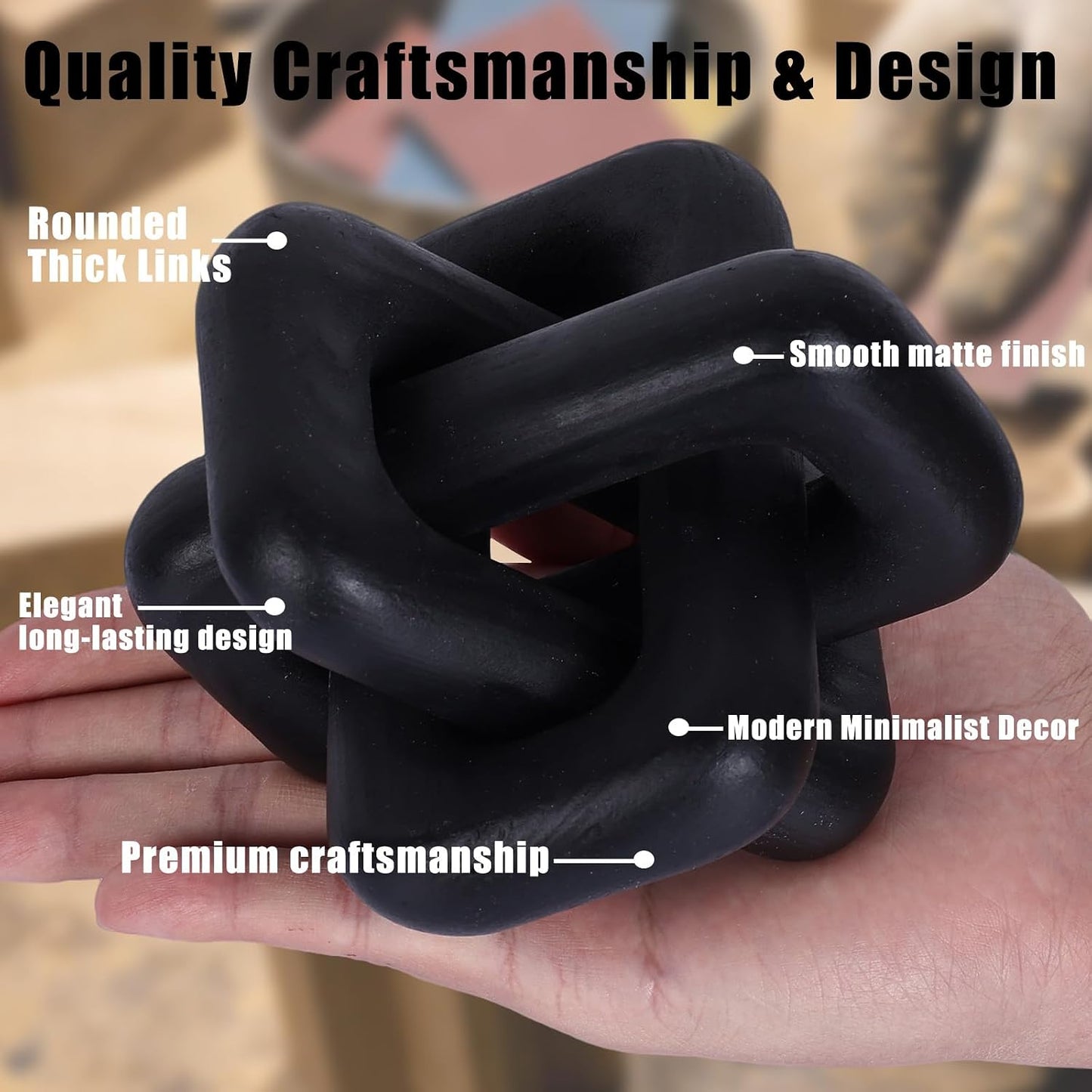 Wooden Knot Decoration Bohemian Decoration Hand-Carved Knot Coffee Table Decoration Suitable / Black
