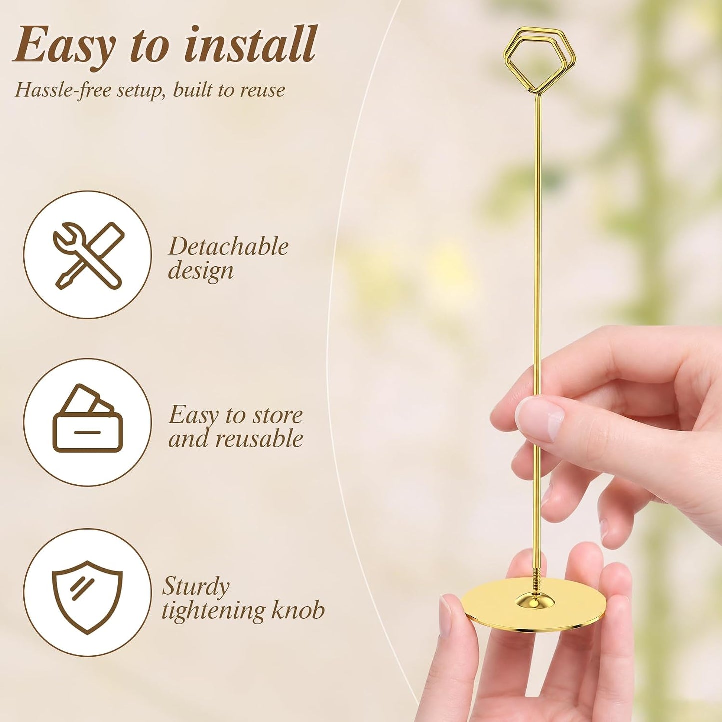 Urban Deco 16PK Table Number Holders 12 Inches Place Card Holder Metal Table Card Holders Picture Holders For Tables