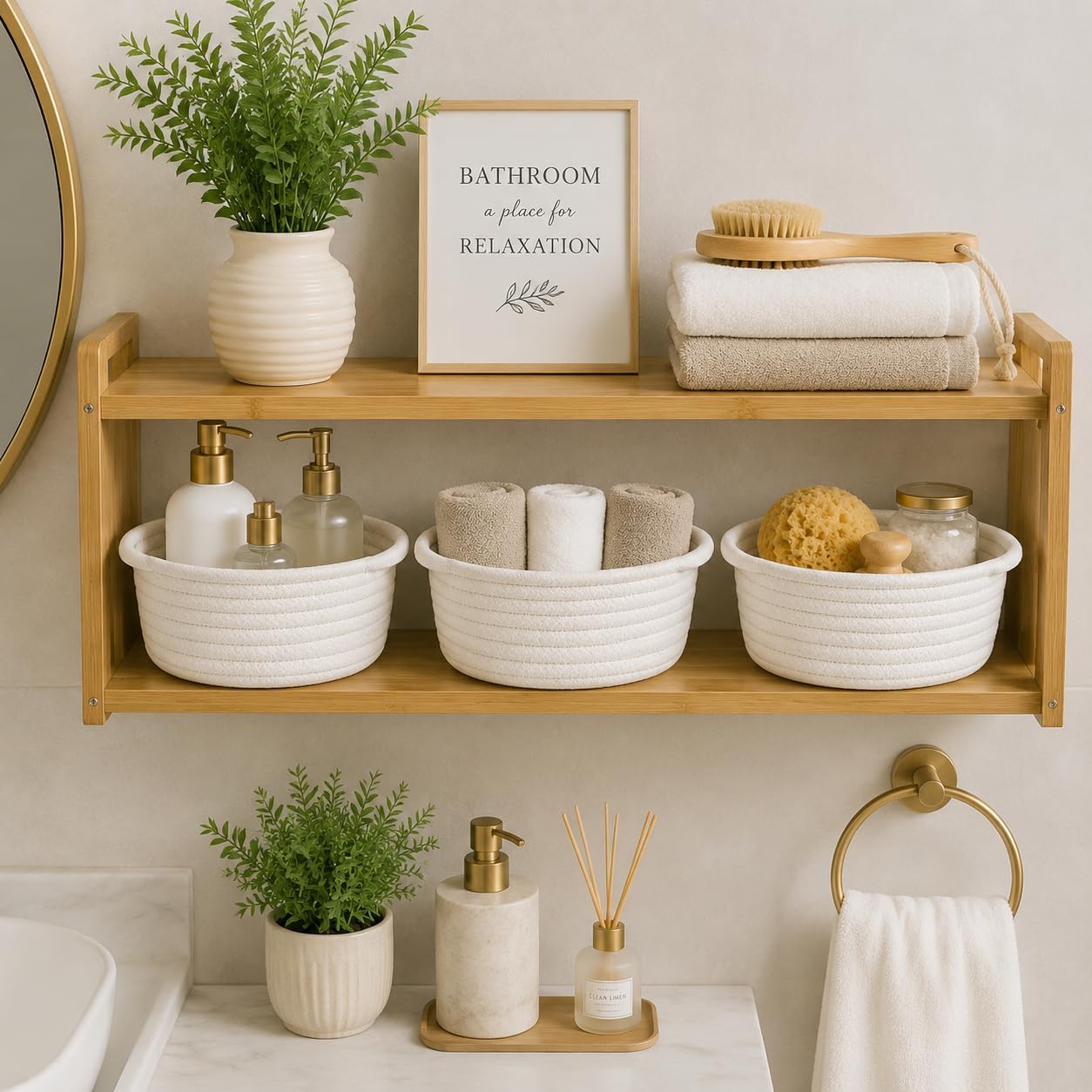 Small Woven Baskets / White / Set of 3