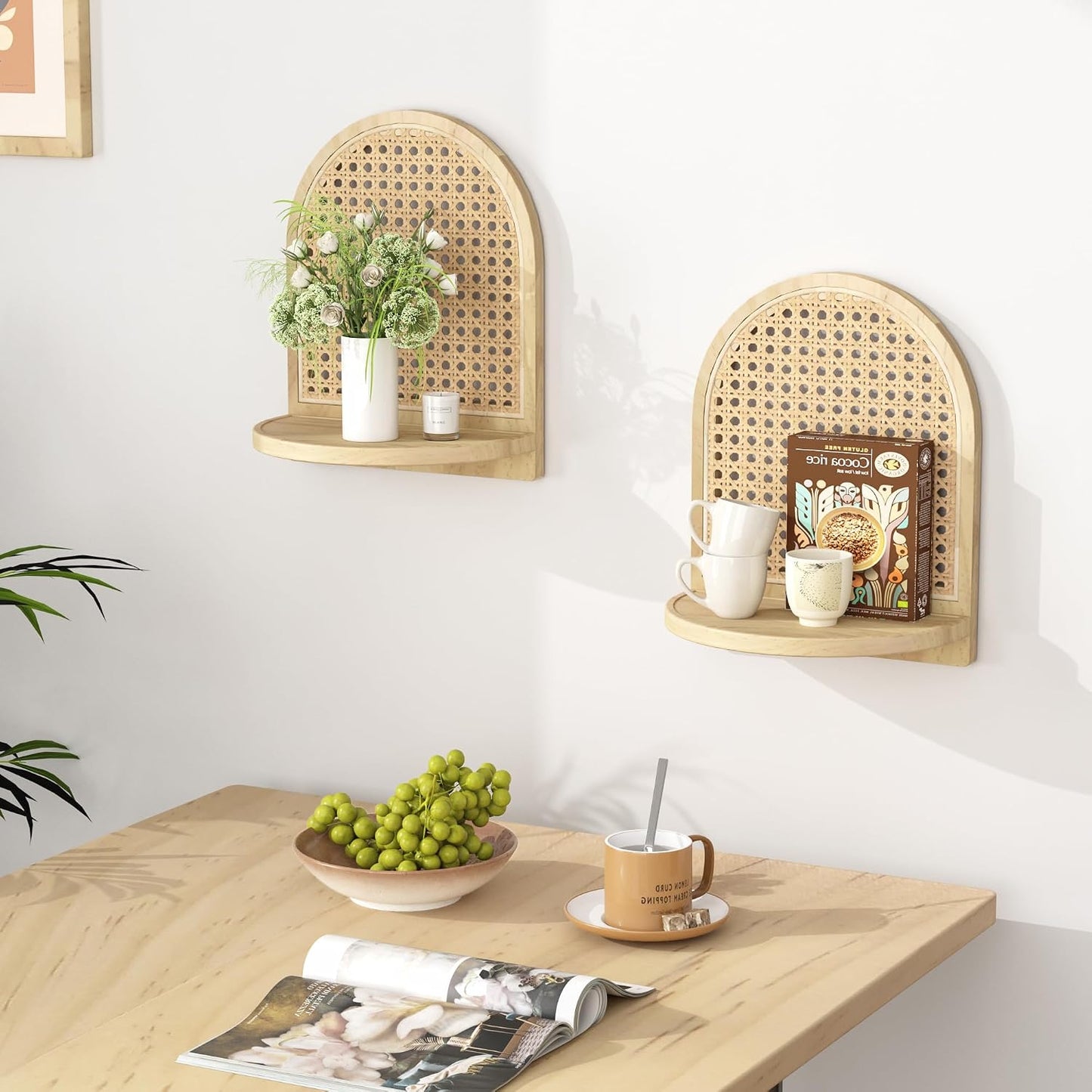 Unique Small Display Shelves / Natural Rattan Shelf