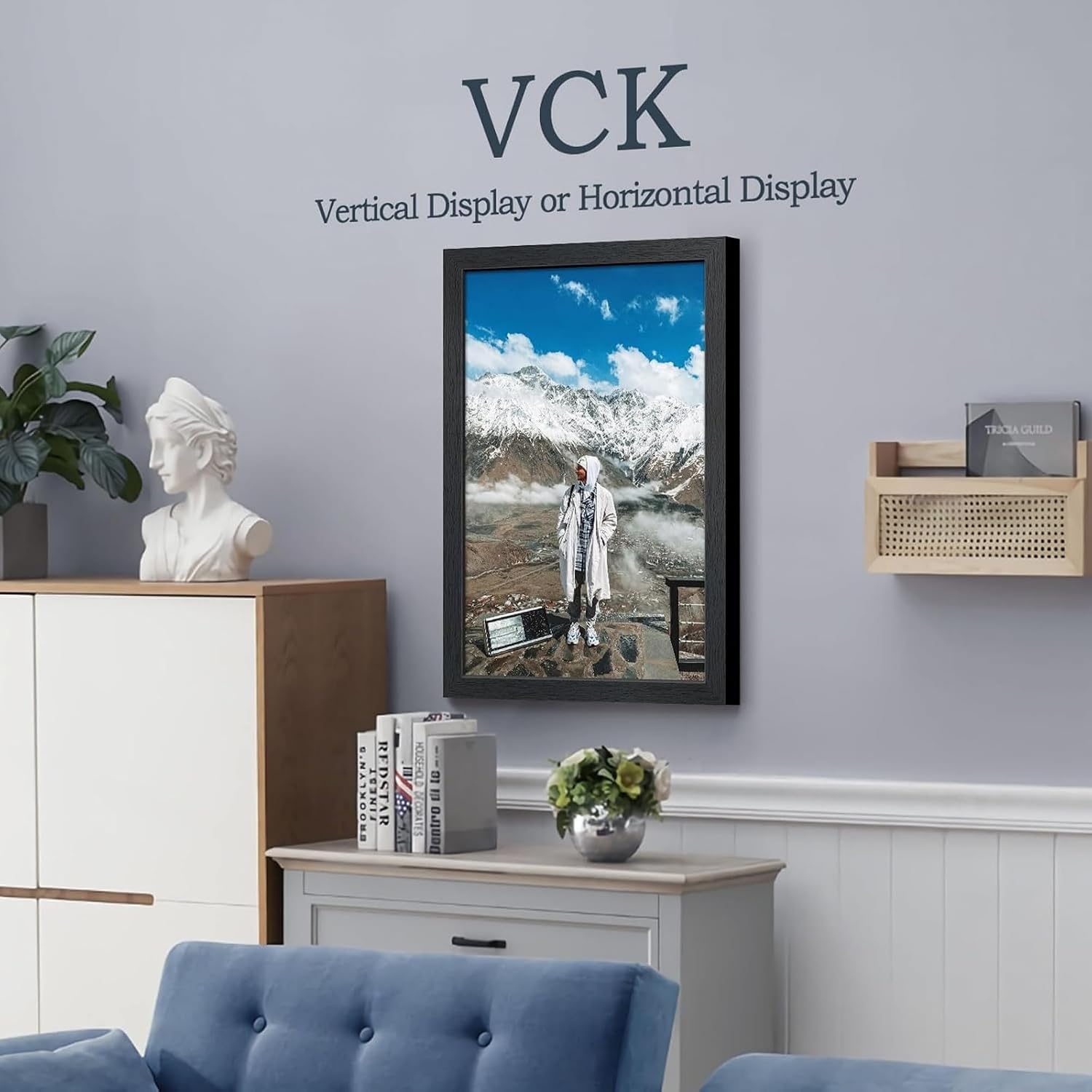 VCK 14x22 Picture Frame Black 4 Pack, Wide Thick Wood Border, for Poster | Exclusive Woodgrain, Wall Hanging, HD