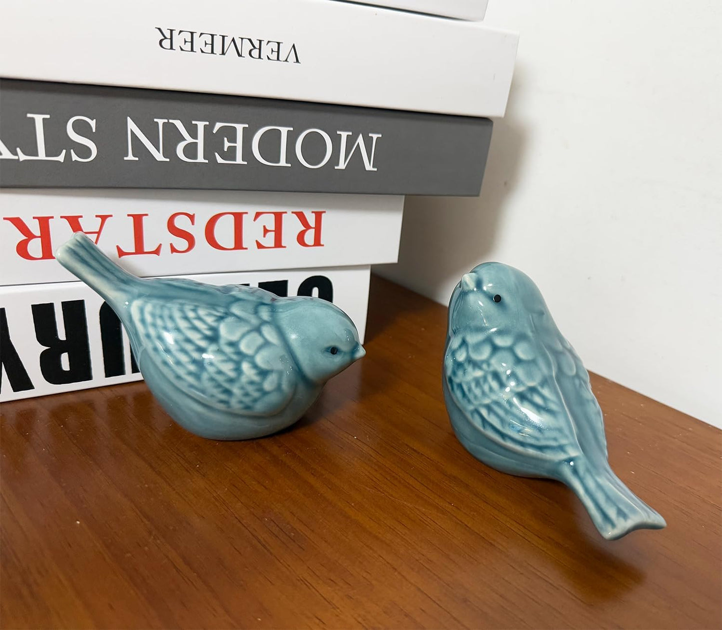 Ceramic Bird Figurines / Blue / Set of 2