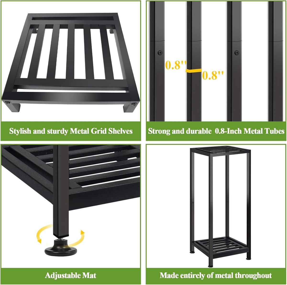 2-Pack Plant Stand Indoor Outdoor, Heavy Duty Wrought Iron Pedestal Stands | 2 Tier Metal Plant Stand Decorative Flower