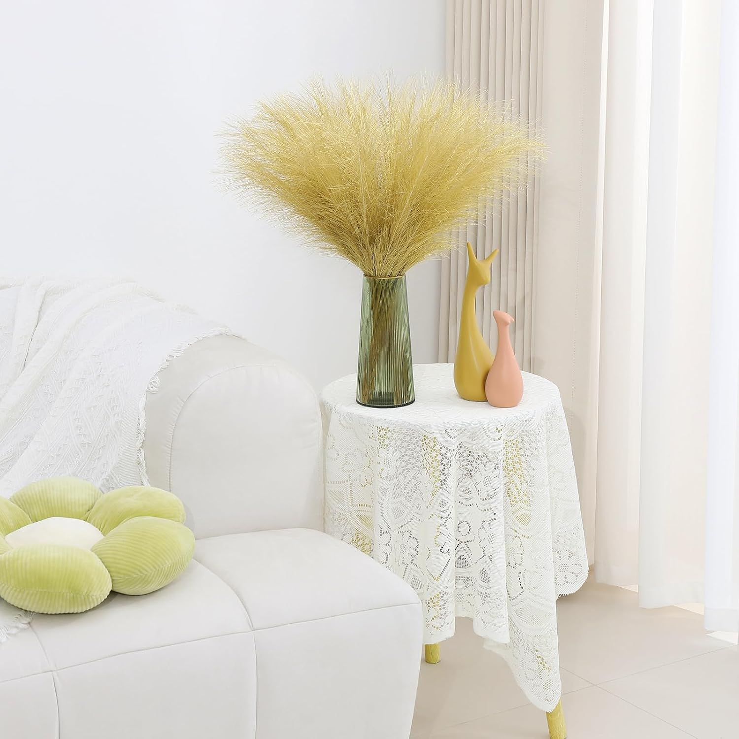 Gold Pampas Grass Decor Faux Pampas Grass Bulk Artificial Dried / Gold Style / 21.7 Inch / Set of 30